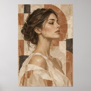 Póster Retrato de mujer elegante abstracto figurativo neu