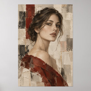 Póster Retrato de mujer elegante en figura abstracta de r