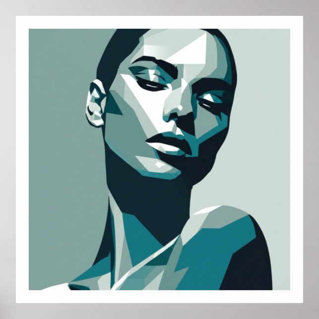 Póster Retrato de mujer geométrica elegante - Diseño abst (Frente)