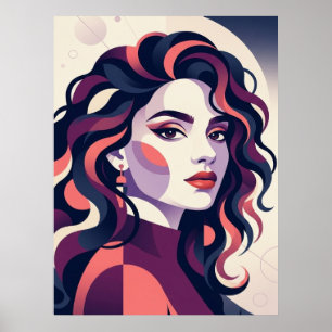 Póster Retrato de mujer geométrica moderna
