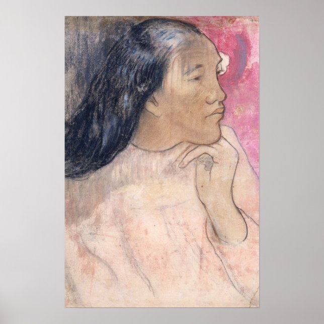 Póster Retrato de mujer rosa (Frente)