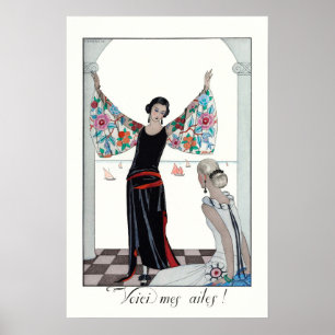 Póster Retrato de mujer ventilado Moda francesa
