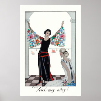 Póster Retrato de mujer ventilado Moda francesa