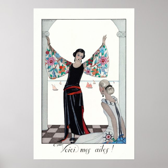 Póster Retrato de mujer ventilado Moda francesa (Frente)