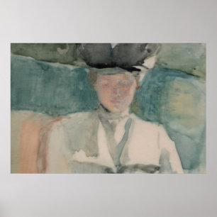 Póster Retrato de mujer victoriana en acuarela de tonos p