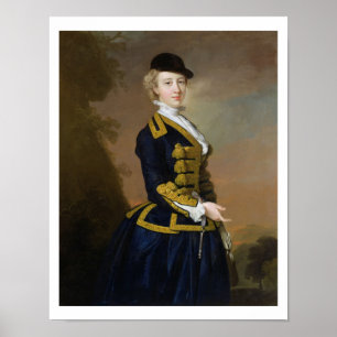 Póster Retrato de Nancy Fortesque con un ri azul oscuro