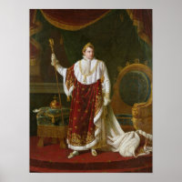 Retrato de Napoleón en sus robots de coronación