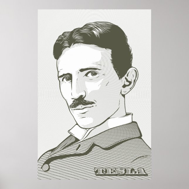 Póster Retrato de Nikola Tesla (Frente)
