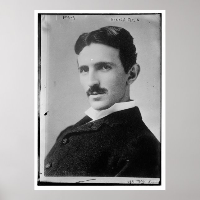Póster Retrato de Nikola Tesla (Frente)