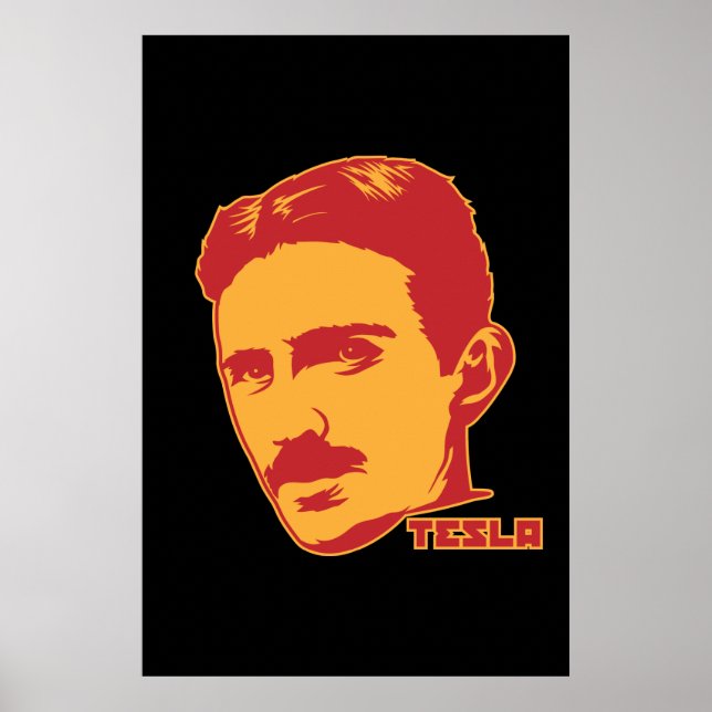 Póster Retrato de Nikola Tesla (Frente)