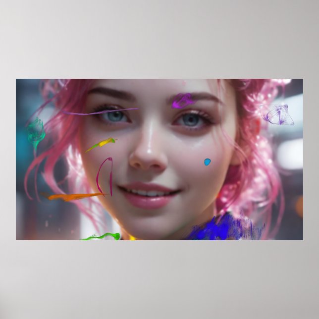 Póster Retrato de niña borrosa y abstracto (Frente)
