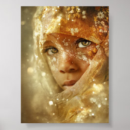 Póster Retrato de niños soñadores | Mirada de velo dorado