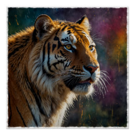 Póster Retrato de Noble Tiger Painterly
