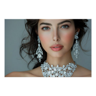 Póster Retrato de Novia con Radiancia de Diamante Elegant