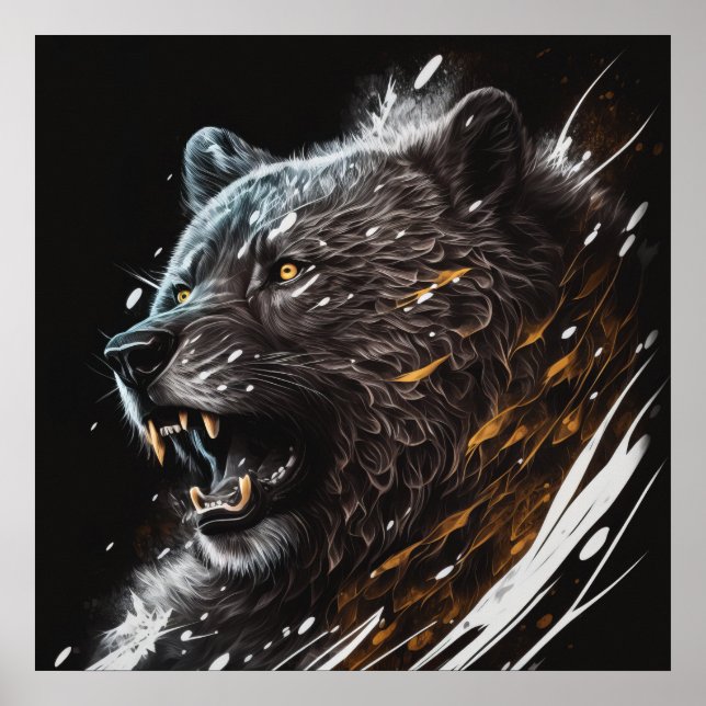 Póster Retrato de oso Pintura de animales Aventura Vida s (Frente)