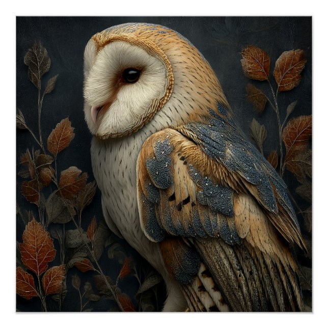 Póster Retrato de otoño de lechuza común (Anverso)