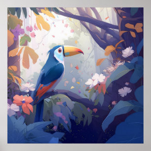 Póster Retrato de pájaro de Toucan Animal Pintura de vida