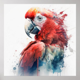 Póster Retrato de pájaro loro pintura animal vida silvest