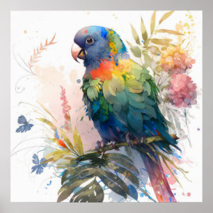 Póster Retrato de pájaro loro pintura animal vida silvest