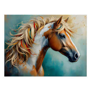 Póster Retrato de Palomino Paint Mustang