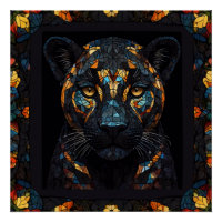 Retrato de pantera negra con manchas de mosaico