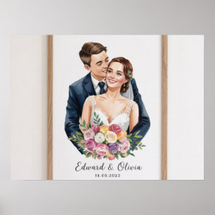 Póster Retrato de pareja Boda personalizado - Personaliza