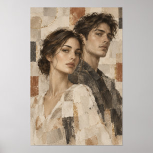 Póster Retrato de Pareja Contemporáneo Neutral Abstracto