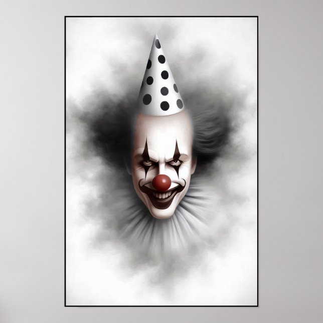 Póster Retrato de payaso espeluznante moderno (Frente)