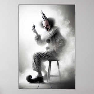 Póster Retrato de payaso espeluznante moderno
