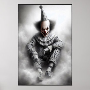 Póster Retrato de payaso espeluznante moderno