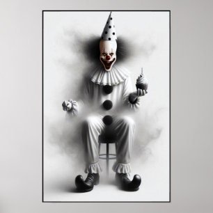 Póster Retrato de payaso espeluznante moderno