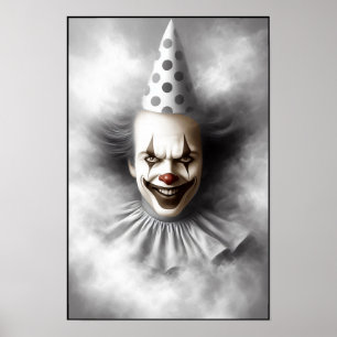 Póster Retrato de payaso espeluznante moderno