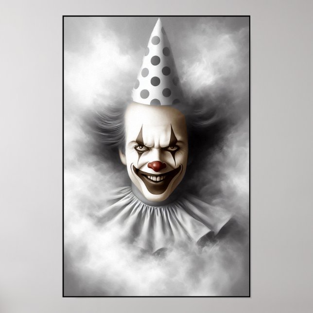 Póster Retrato de payaso espeluznante moderno (Frente)
