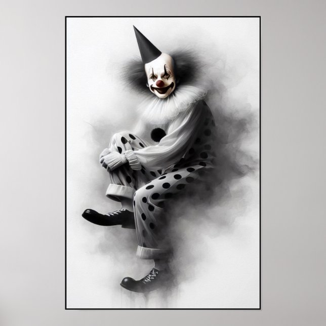 Póster Retrato de payaso espeluznante moderno (Frente)
