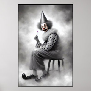 Póster Retrato de payaso espeluznante moderno