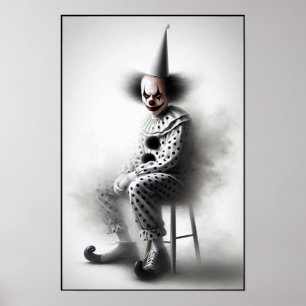 Póster Retrato de payaso espeluznante moderno