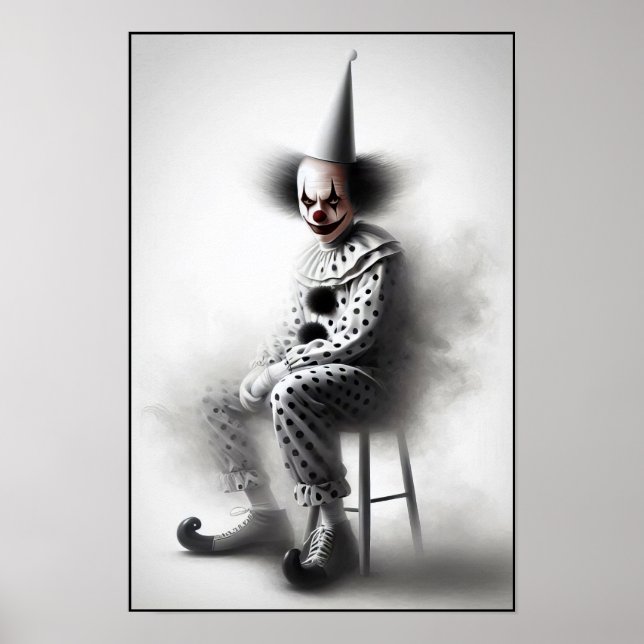Póster Retrato de payaso espeluznante moderno (Frente)