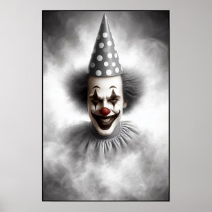 Póster Retrato de payaso espeluznante moderno