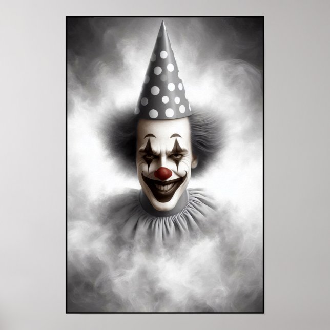 Póster Retrato de payaso espeluznante moderno (Frente)