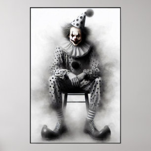 Póster Retrato de payaso espeluznante moderno