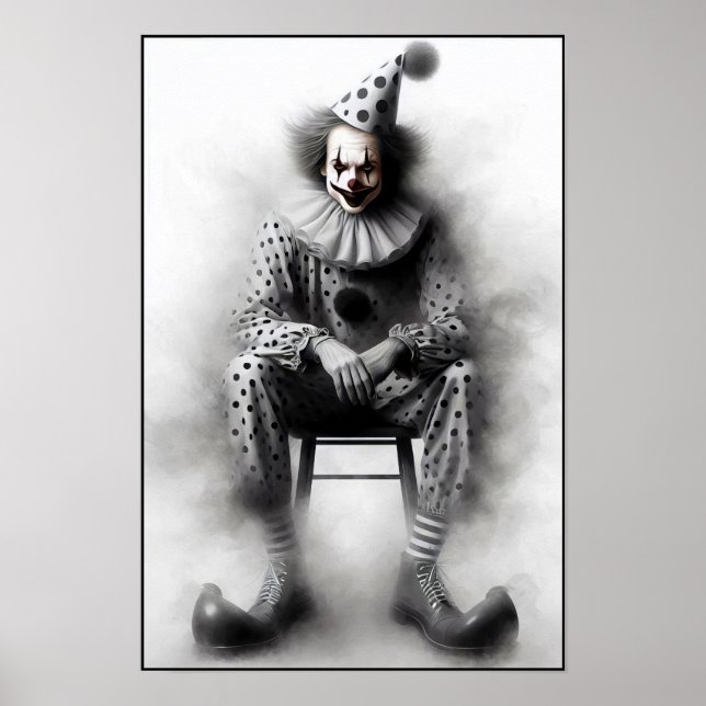 Póster Retrato de payaso espeluznante moderno (Frente)
