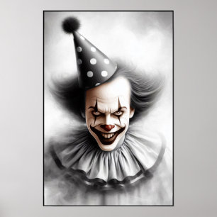 Póster Retrato de payaso espeluznante moderno