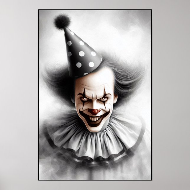 Póster Retrato de payaso espeluznante moderno (Frente)