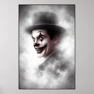 Póster Retrato de payaso retro con sombrero