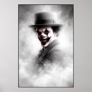 Póster Retrato de payaso retro con sombrero