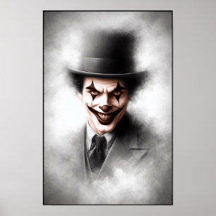 Póster Retrato de payaso retro con sombrero