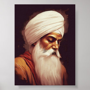 Póster Retrato de perfil Gurū Nānak - Poster Sikh
