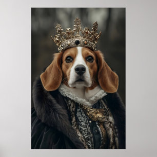 Póster Retrato de perro Beagle aristocrático, divertido