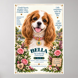 Póster Retrato de perro Cavalier King Charles Spaniel | B