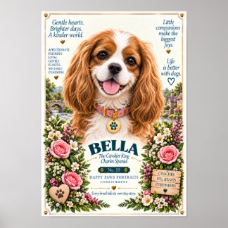 Póster Retrato de perro Cavalier King Charles Spaniel | B